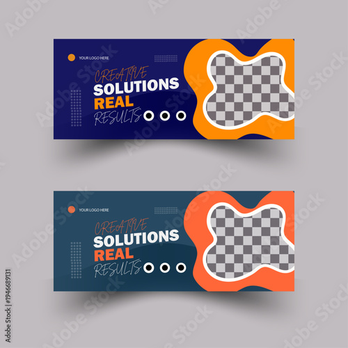 Digital Marketing Web Banner Template with Abstract Shapes and Vibrant Colors
