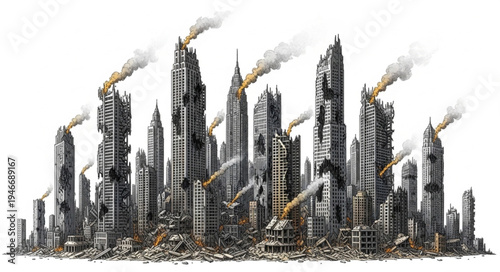 City Skyline with Tall Skyscrapers.