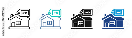 Key Mortgage icon set multiple style collection