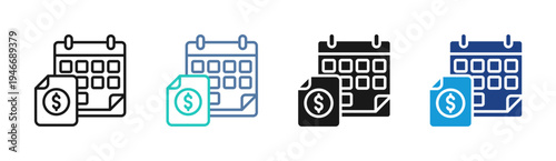 Payment Calendar icon set multiple style collection