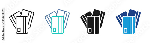 Card Stack icon set multiple style collection