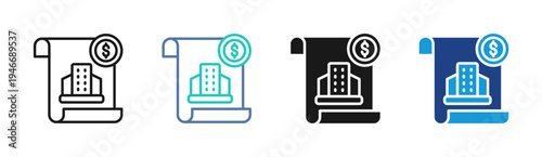 Property Loan icon set multiple style collection