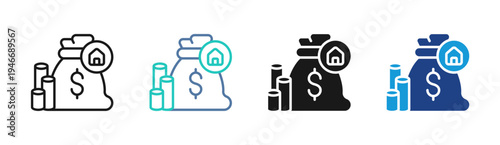 Savings Goal icon set multiple style collection