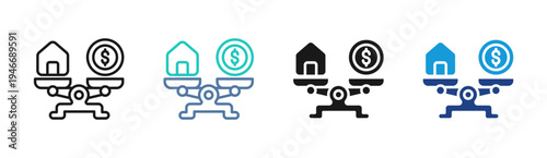 Property Investment icon set multiple style collection