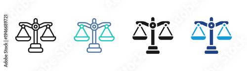 Legal Balance icon set multiple style collection