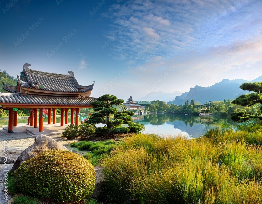Fototapeta premium landscape with chinese style landscape