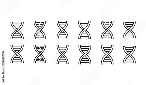 DNA Helix Icons Set Genetic Code Symbol Collection Biology Science Vector Illustrations