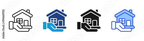 House Payment icon set multiple style collection