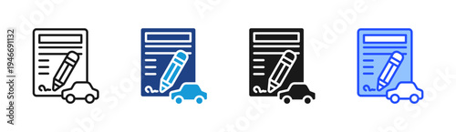 Auto Contract icon set multiple style collection