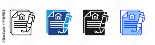 Property Contract icon set multiple style collection