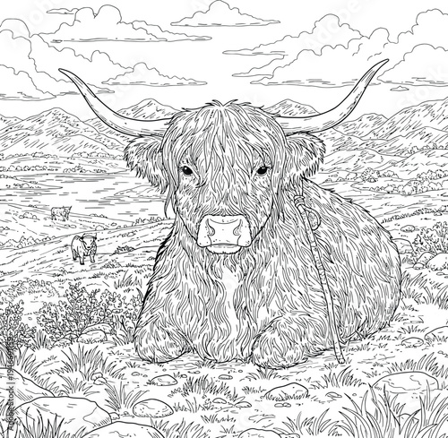Cute Highland Cow and Calf Coloring Pages Bundle for Kids