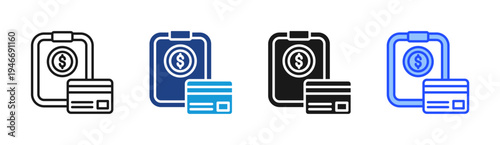 Digital Wallet icon set multiple style collection