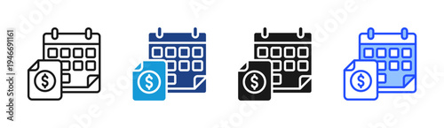 Payment Calendar icon set multiple style collection