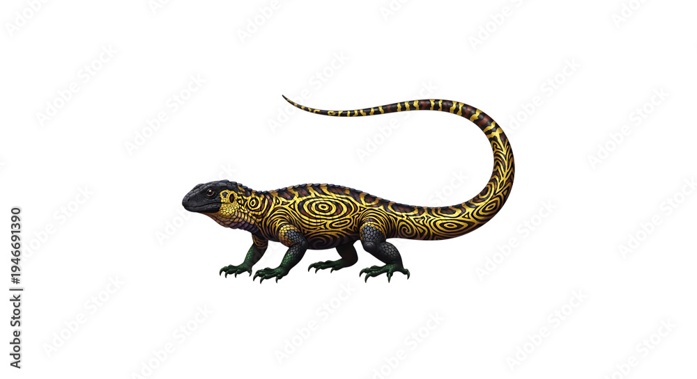 Fototapeta premium Golden lizard isolated on transparent background
