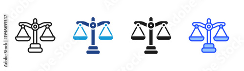Legal Balance icon set multiple style collection