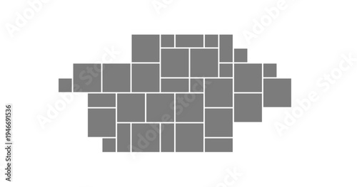 Creative montage collage with a picture grid and modern perspective. Digital mosaic layout for a poster or presentation. Artistic template fusion with abstract shapes and a clean frame.