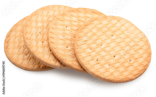 Marie biscuit isolated on white background. File contains clipping path.