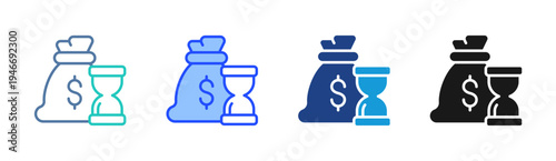 Money Timer icon set multiple style collection
