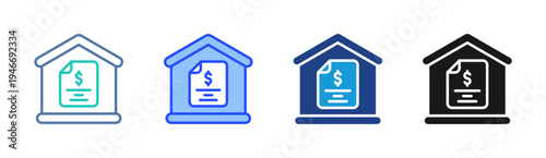 Bank Mortgage icon set multiple style collection