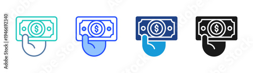 Cash Payment icon set multiple style collection