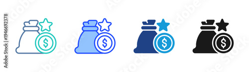 Bonus Savings icon set multiple style collection