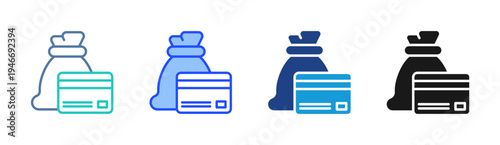 Money Card icon set multiple style collection