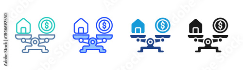 Property Investment icon set multiple style collection