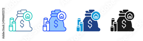 Savings Goal icon set multiple style collection