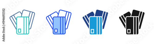 Card Stack icon set multiple style collection