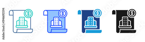 Property Loan icon set multiple style collection