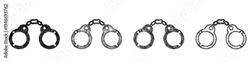 Sketch handcuffs icon design set