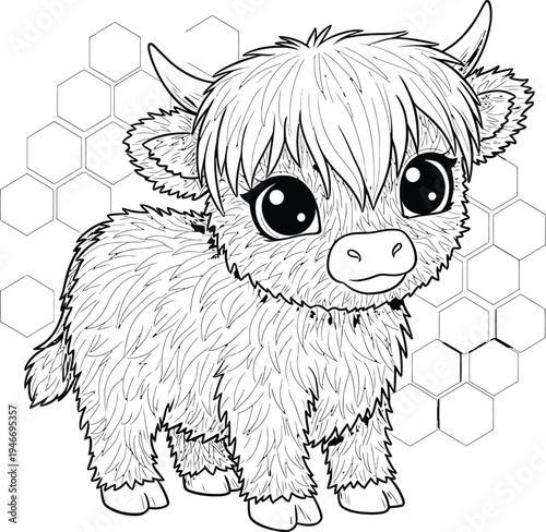 Cute Highland Cow and Calf Coloring Pages Bundle for Kids