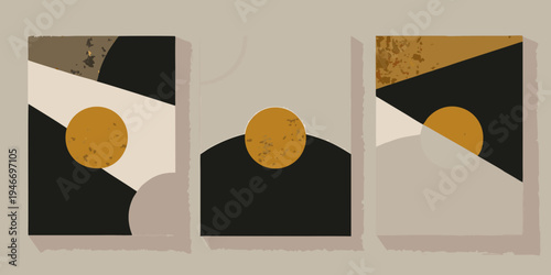 Abstract geometric art featuring shapes and a warm color palette