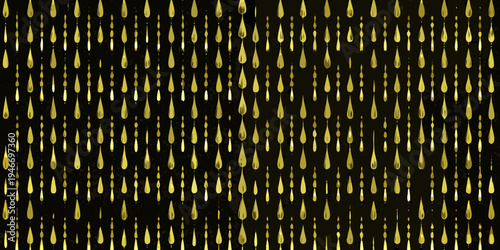 Golden droplets cascade down a dark background creating a glittering effect