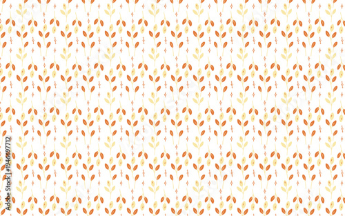 Seamless ditsy floral pattern with cute hand drawn leaves and stars
