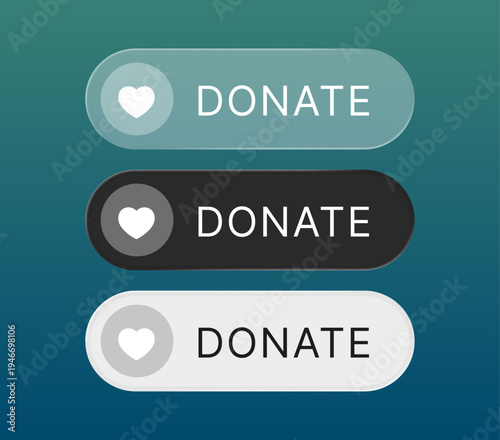 Donate button set for call to action design