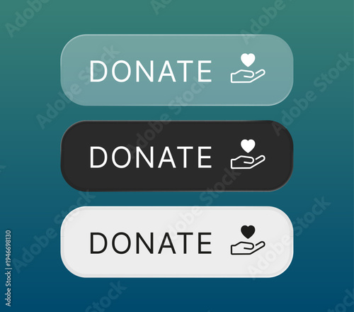 Donate button set for call to action design