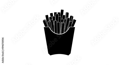 Minimalist vector illustration of delicious golden french fries in a paper box, ideal for various food-related design projects