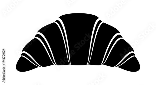 Minimalist Vector Silhouette Illustration of a Classic French Croissant Pastry, Ideal for Bakery Logos and Cafe Menus