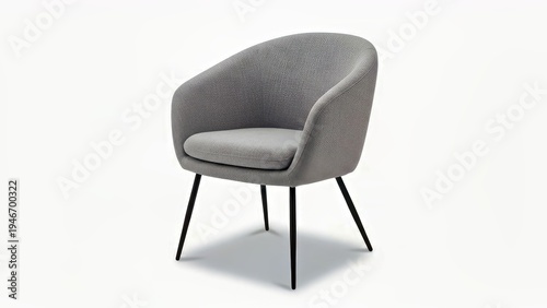 Modern Upholstered Chair Gray Fabric Black Metal Legs Minimalist Design Studio Furniture.jpg