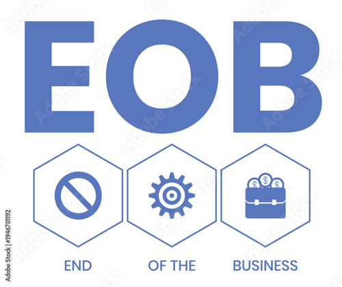 EOB - End Of the Business acronym. business concept background. vector illustration concept with keywords and icons. lettering illustration with icons for web banner, flyer, landing page
