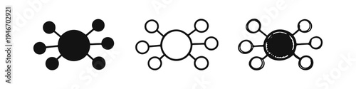 Set of Network Connection Hub and Spoke Diagram Icons