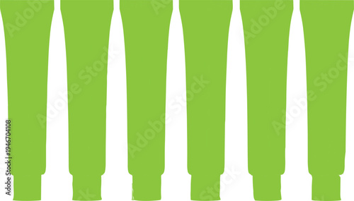 Green cosmetic tube packaging set blank squeeze containers for cream gel lotion or toothpaste product mockup vector illustration isolated design