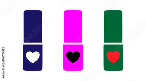 Nail polish bottles with heart symbols