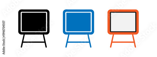 set of different colored easels standing