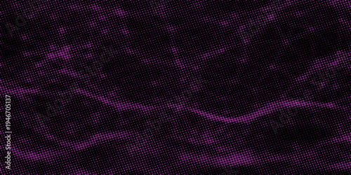 Abstract Grunge Halftone Dotted Background with Distressed Monochrome Texture. Black and Purple Halftone Background