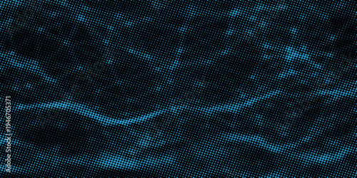 Abstract Grunge Halftone Dotted Background with Distressed Monochrome Texture. Black and Blue Halftone Background