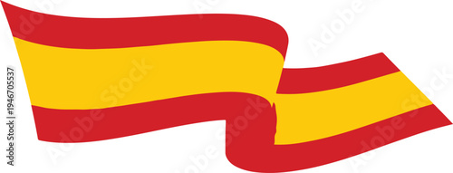 The Spanish flag waving gently in the wind on a white background