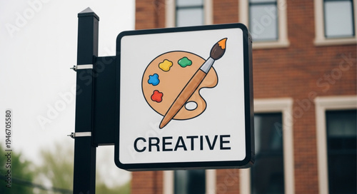 Creative Sign with Paint Palette.