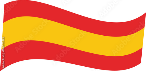 The flag of Spain waving gently in the wind on a white background